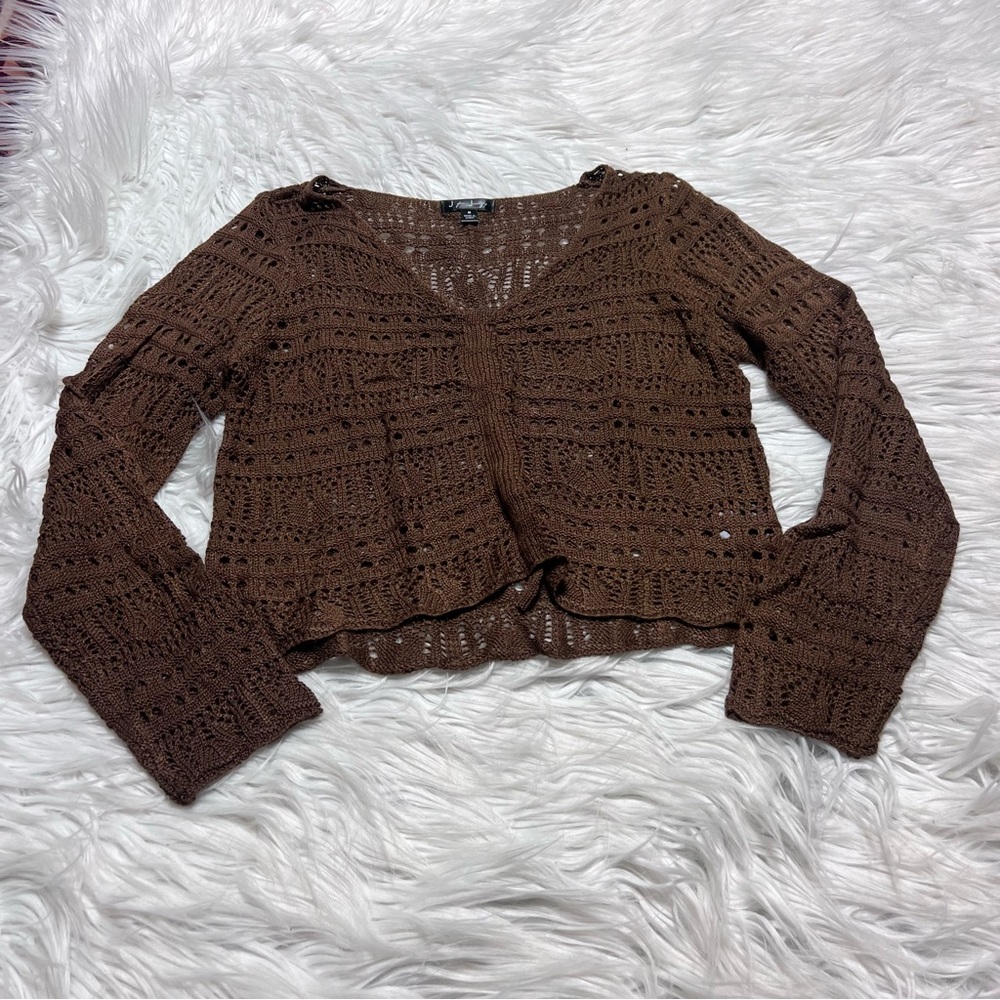 J for Justify Chocolate Crochet Sweater